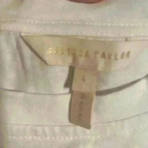 NWOT Rebecca Taylor soft white cotton T shirt with puffy sleeves in blue… - Picture 11 of 11